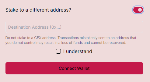 Stake to different address